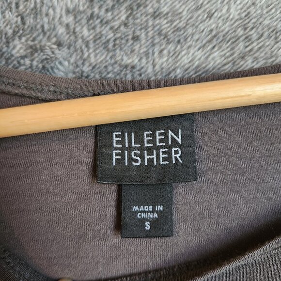 EILEEN FISHER Grey Top Blouse Women's Size Small Long Sleeves Knit Scoop Neck - Picture 6 of 10